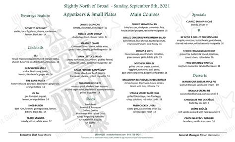Slightly north of broad restaurant menu Find out what's popular at Slightly North of Broad in Charleston, SC in real-time and see activity